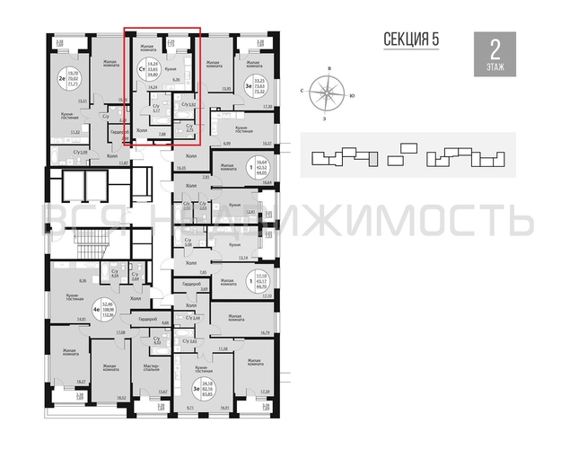 квартира-студия, 34,8кв.м. - изображение 1