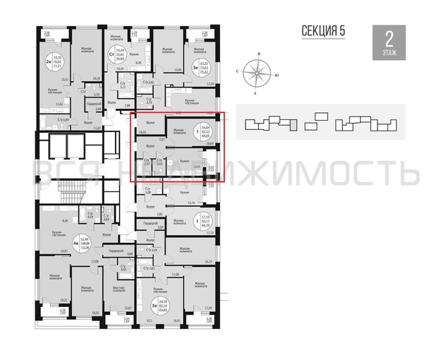 1-комнатная квартира, 44.05кв.м - изображение 1