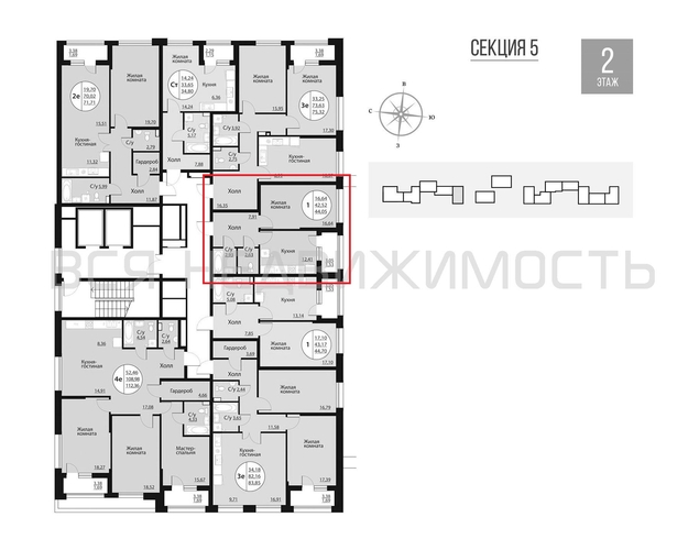 1-комнатная квартира, 44.05кв.м - изображение 1