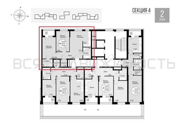 2-комнатная квартира, 70.92кв.м - изображение 1