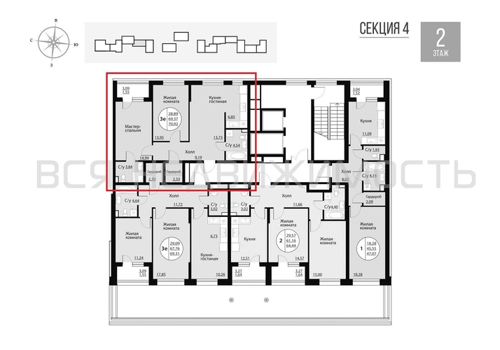 2-комнатная квартира, 70.92кв.м - изображение 1