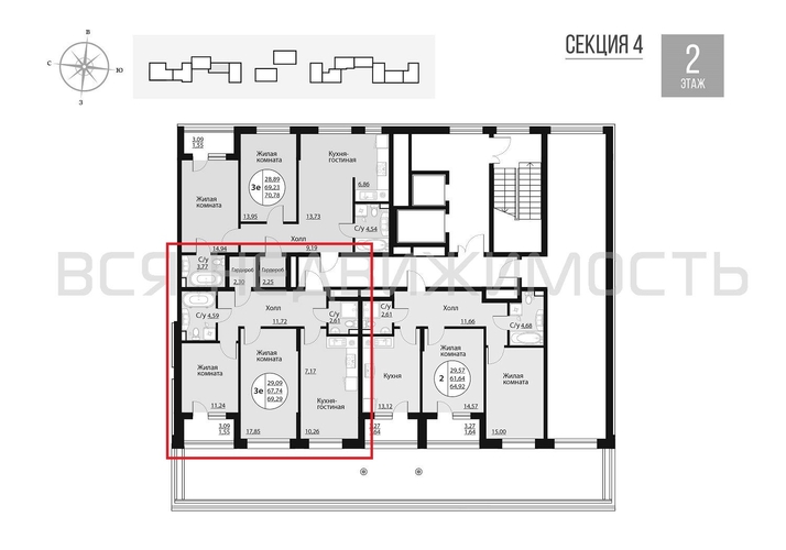 2-комнатная квартира, 69.29кв.м - изображение 1