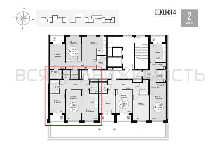 2-комнатная квартира, 69.31кв.м - изображение 1