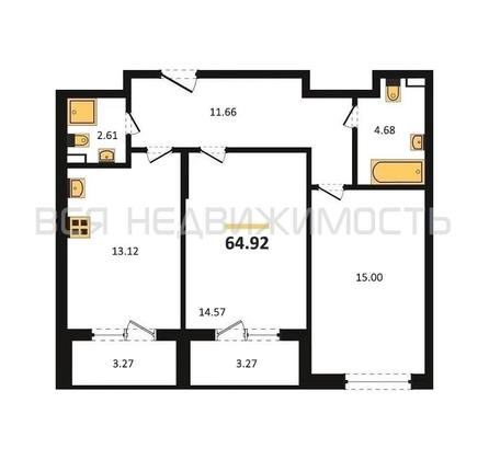2-комнатная квартира, 64.92кв.м - изображение
