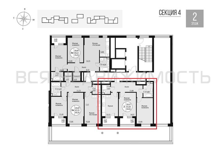 2-комнатная квартира, 64.92кв.м - изображение 1