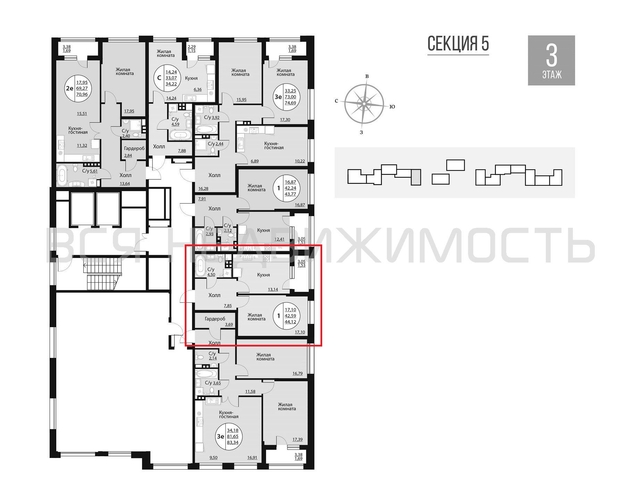 1-комнатная квартира, 44.12кв.м - изображение 1