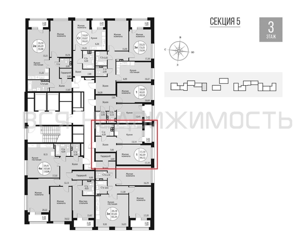 1-комнатная квартира, 44.12кв.м - изображение 1