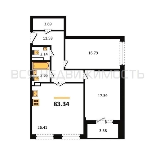 2-комнатная квартира, 83.34кв.м - изображение 0