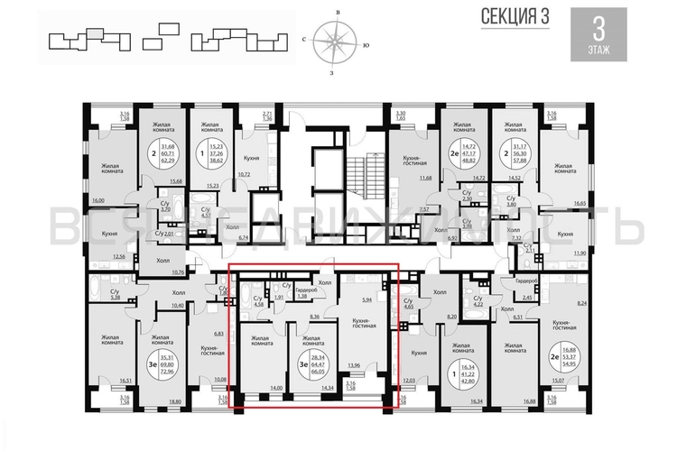 2-комнатная квартира, 66.05кв.м - изображение 1