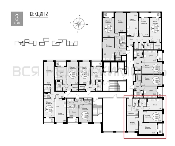 3-комнатная квартира, 82.36кв.м - изображение 1