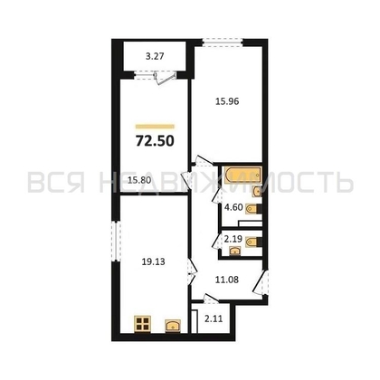 2-комнатная квартира, 72.5кв.м - изображение