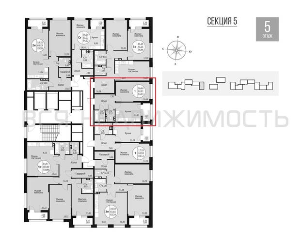1-комнатная квартира, 43.54кв.м - изображение 1