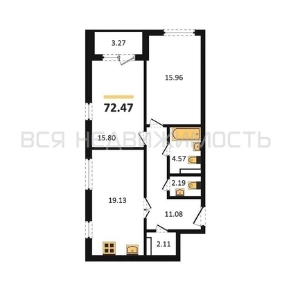 2-комнатная квартира, 72.47кв.м - изображение