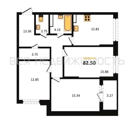 3-комнатная квартира, 82.5кв.м - изображение 0