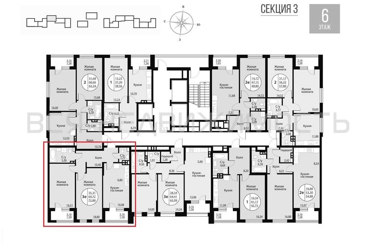 2-комнатная квартира, 72.88кв.м - изображение 1