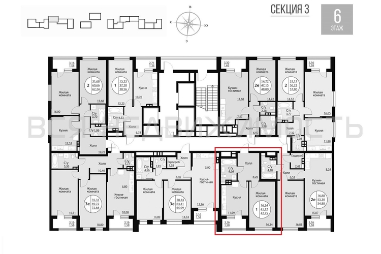 1-комнатная квартира, 42.75кв.м - изображение 1