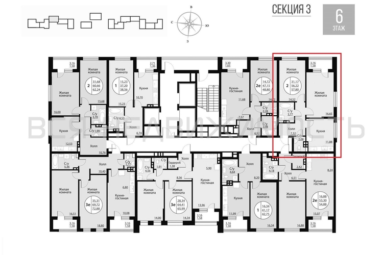 2-комнатная квартира, 57.8кв.м - изображение 1