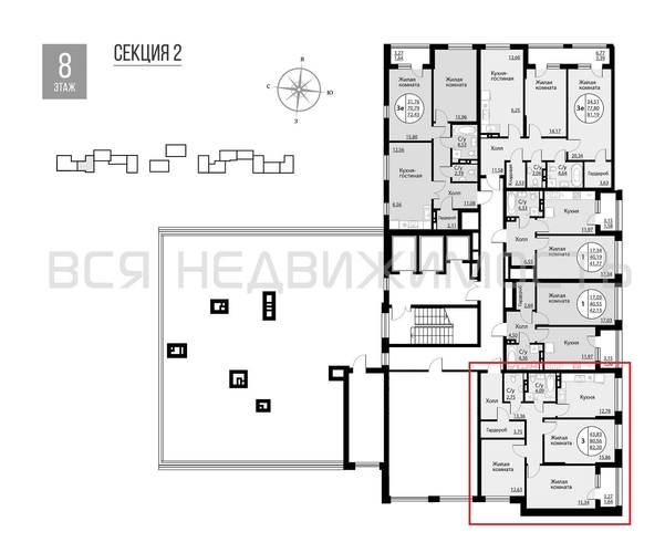 3-комнатная квартира, 82.2кв.м - изображение 1