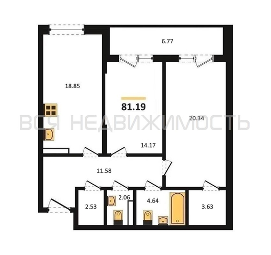 2-комнатная квартира, 81.23кв.м - изображение 0