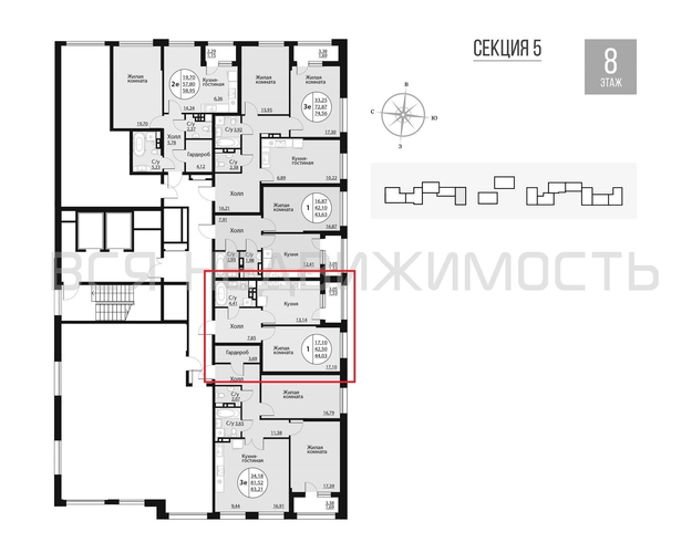 1-комнатная квартира, 44.03кв.м - изображение 1