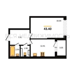1-комнатная квартира, 43.4кв.м - изображение 1