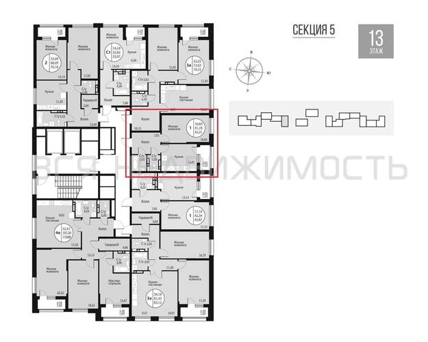 1-комнатная квартира, 43.31кв.м - изображение 1