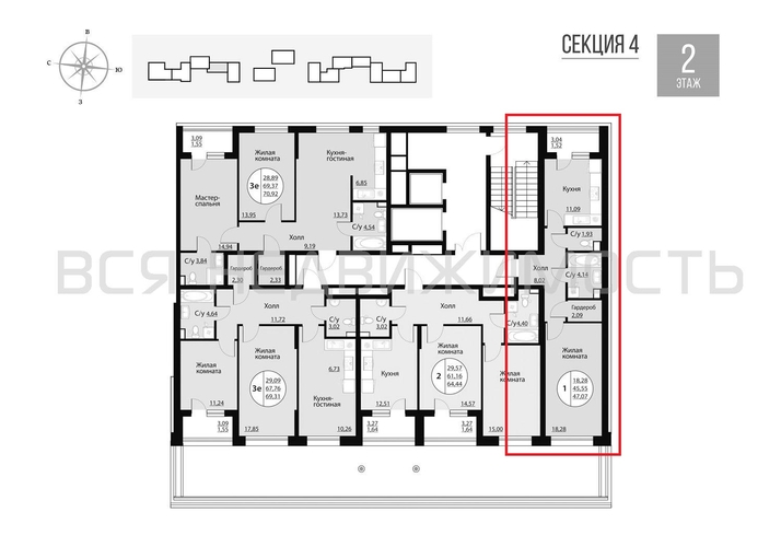 1-комнатная квартира, 47.07кв.м - изображение 1