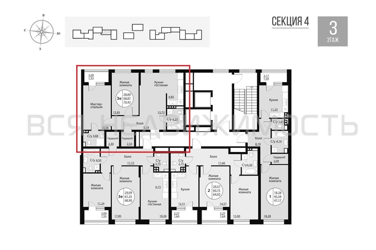 2-комнатная квартира, 70.42кв.м - изображение 1