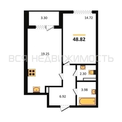 1-комнатная квартира, 48.82кв.м - изображение 1