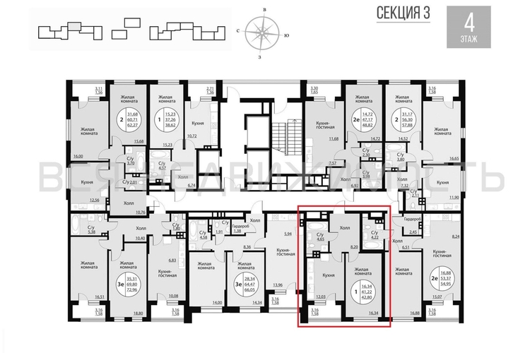 1-комнатная квартира, 42.8кв.м - изображение 1