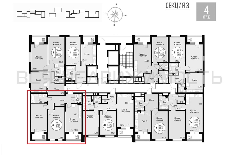 2-комнатная квартира, 72.96кв.м - изображение 1