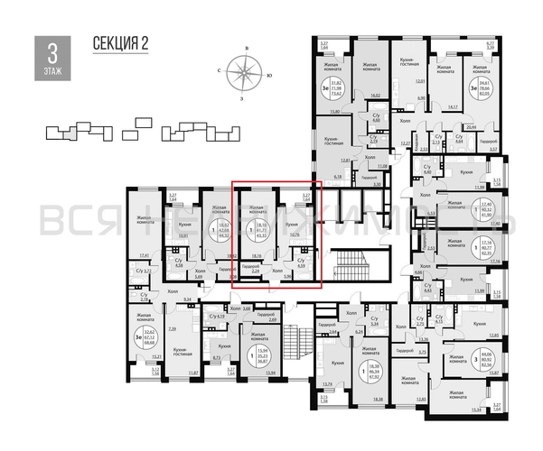 1-комнатная квартира, 43.35кв.м - изображение 1