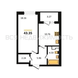 1-комнатная квартира, 43.35кв.м - изображение 1