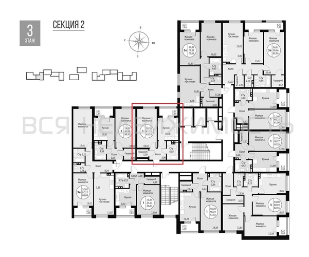 1-комнатная квартира, 43.35кв.м - изображение 1