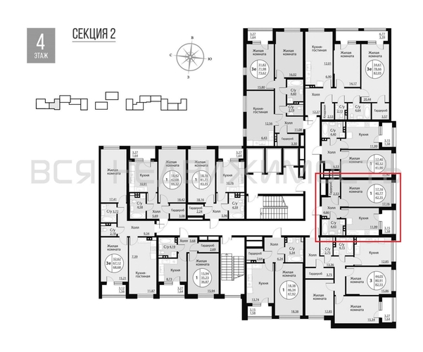 1-комнатная квартира, 42.35кв.м - изображение 1