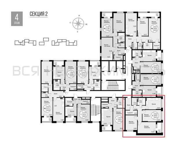 3-комнатная квартира, 82.55кв.м - изображение 1