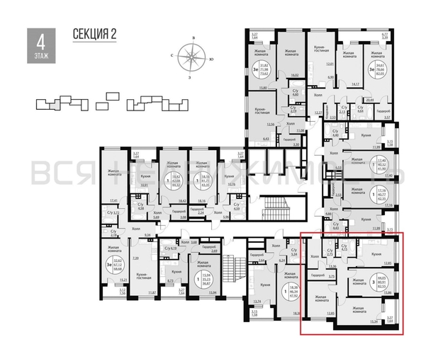 3-комнатная квартира, 82.55кв.м - изображение 1