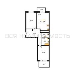 2-комнатная квартира, 82.07кв.м 2-комнатная квартира, 82.07кв.м - изображение 1