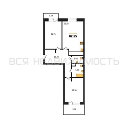 2-комнатная квартира, 82.55кв.м - изображение 1