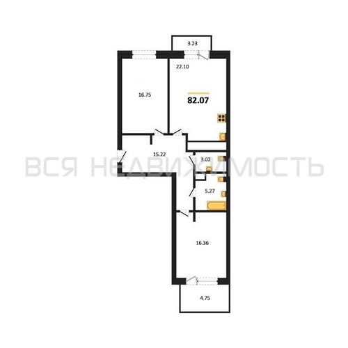2-комнатная квартира, 82.07кв.м - изображение 0
