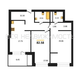 2-комнатная квартира, 82.58кв.м - изображение 1