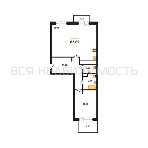 1-комнатная квартира, 82.65кв.м - изображение 0