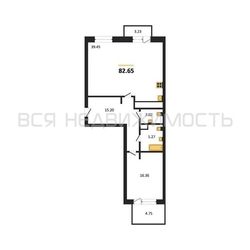 1-комнатная квартира, 82.65кв.м - изображение 1