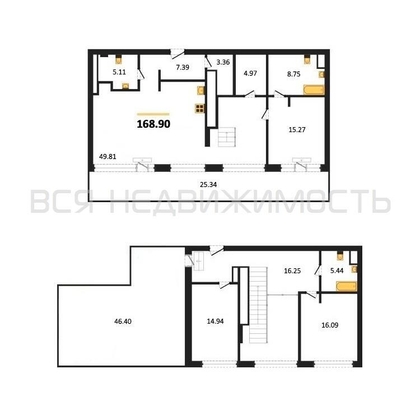 3-комнатная квартира, 168.9кв.м - изображение