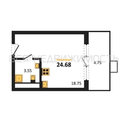 квартира-студия, 24,68кв.м. квартира-студия, 24,68кв.м. - изображение 1