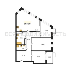 3-комнатная квартира, 107.1кв.м - изображение 1