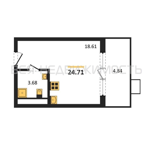 квартира-студия, 24,71кв.м. - изображение 0