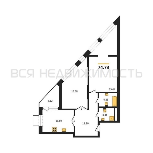 2-комнатная квартира, 74.73кв.м - изображение 0