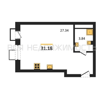квартира-студия, 31,18кв.м. - изображение