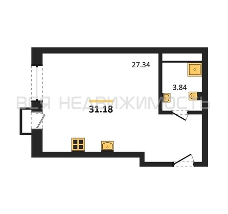 квартира-студия, 31,18кв.м. - изображение